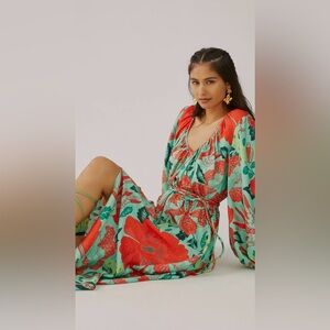 FARM Rio Floral Maxi Dress - Red and Green